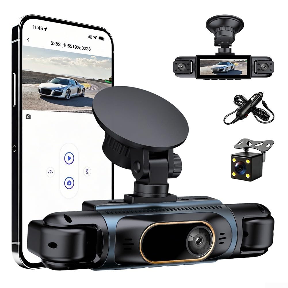 Dual for dash cam 4K anteriore e posteriore con WiFi GPS – 24 ore monitor parcheggio auto fotocamera per visione notturna G-Sensor registrazione in loop 32 GB (nero)
