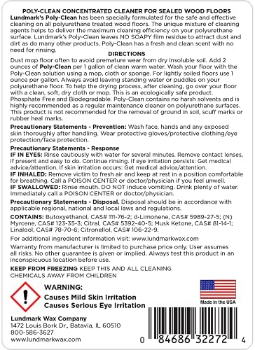 Lundmark Poly-Clean, Cleaner ncentrate for Polyurethane Floors, 32-Ounce, 3227F32-6, Clear (LUN-3227F32-6) image 5
