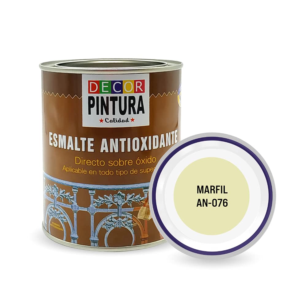 RC ocio Pintura antioxidante exterior para metal minio Pinturas esmalte antioxido para galvanizado, hierro, forja,barandilla, chapa para interiores y exteriores - Lata 750ml(Marfil)