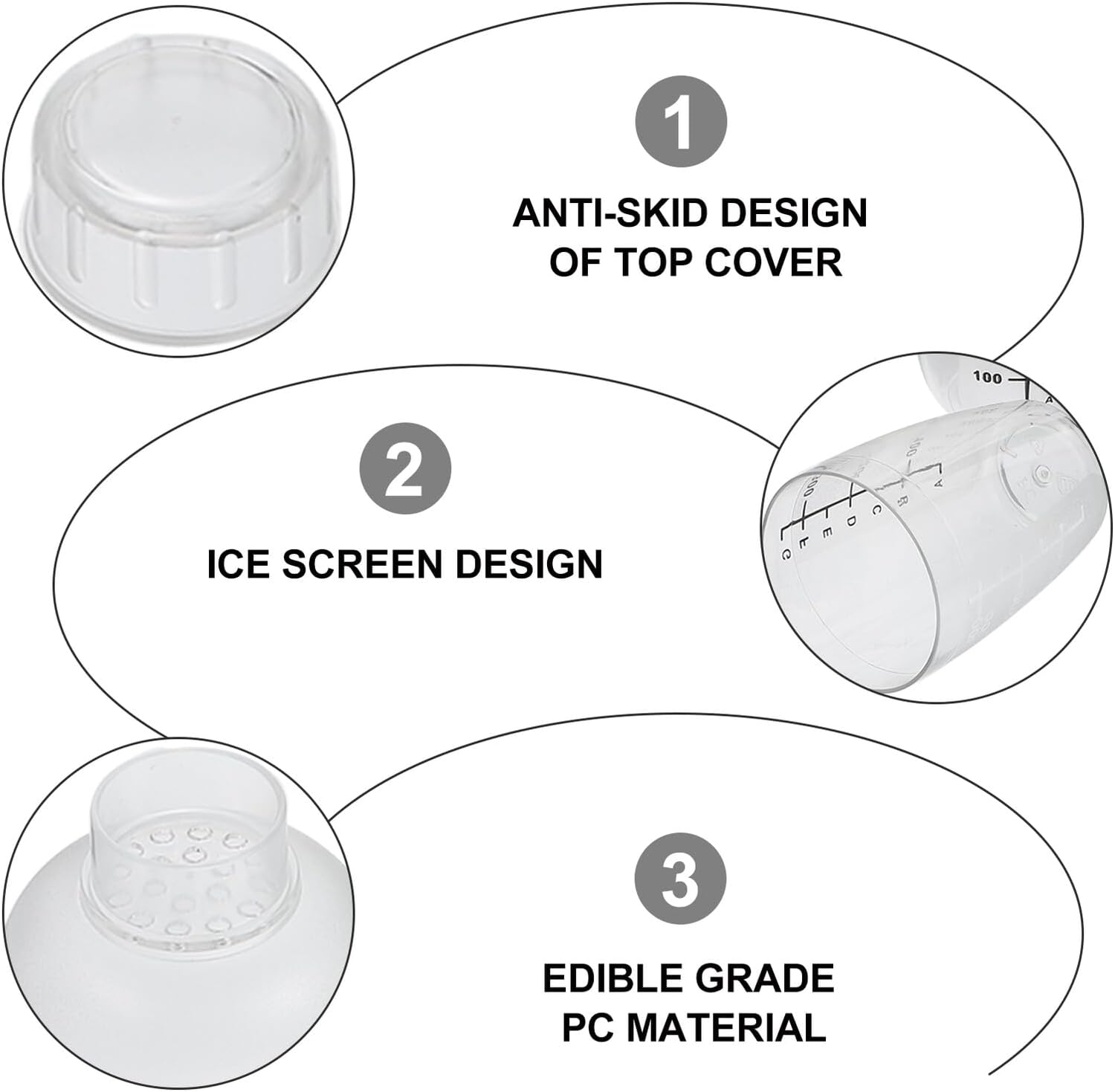 4pcs Plastic Cocktail Shaker Set with Printed Scale Bar Drink Mixer Shaker for Wine and Milk Tea for Home and Party Use