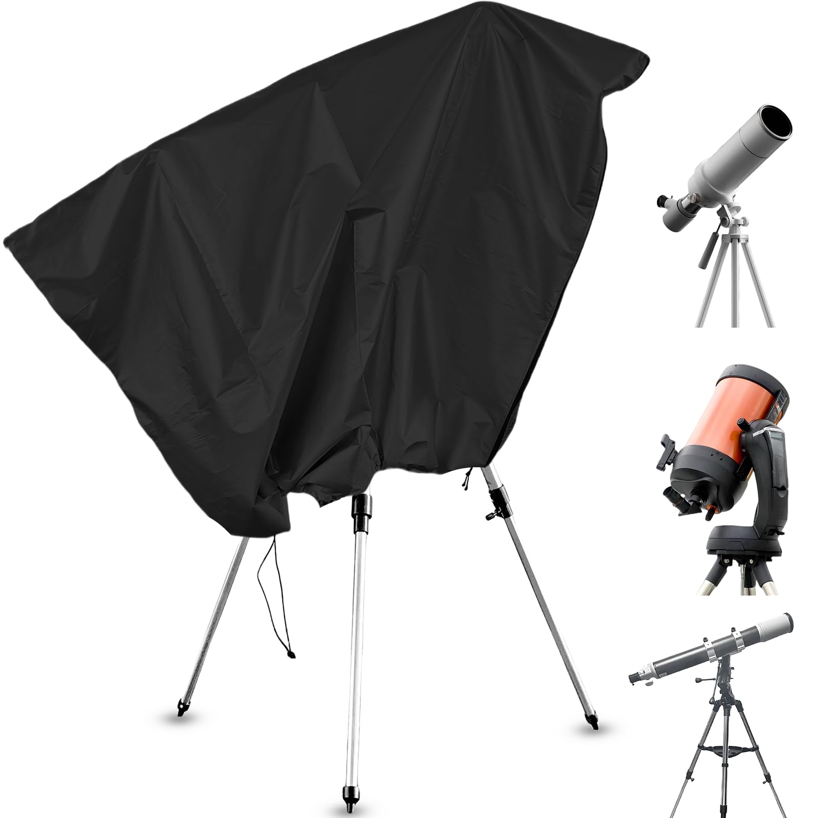 Bigwinyep Telescope Cover with Adjustable Drawstring Zipper Waterproof Outdoor Astronomical Telescope Cover Dust Cover for Outdoor Indoor, 150x85CM/