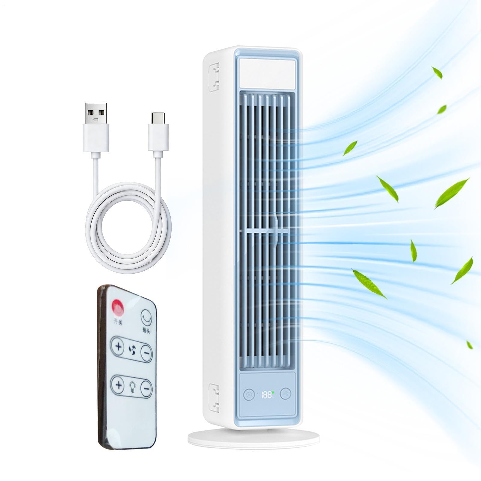 Ventilador Sin Aspas 5 Velocidades Control Táctil Recargable 3600 mAh | Ventilador portátil de pie para el dormitorio Para Hogar, Residencia Universitaria, Oficina, Salón, Restaurante