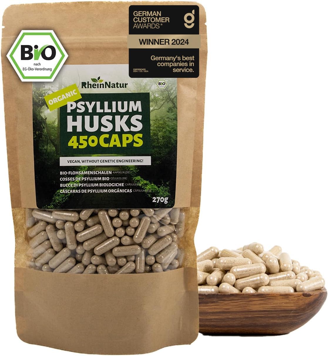 Gélules de psyllium bio RheinNatur - 450 unités