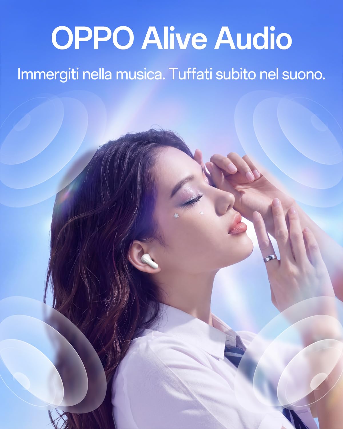 OPPO Enco Air5 auricolari wireless, Bluetooth 6.1 in-ear stereo, cancellazione rumore 52dB adattiva, driver bassi 12mm, tre microfoni chiamate IA, autonomia 54h, IP55, Midnight Black
