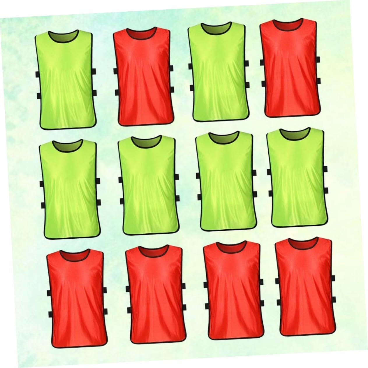 VICASKY Gilets de Football Entraînement pour Garçon Fille et Adultes Sans Manches Polyester Respirant S Lot Mix Fluorescent Vert et Rouge Maillots Équipe