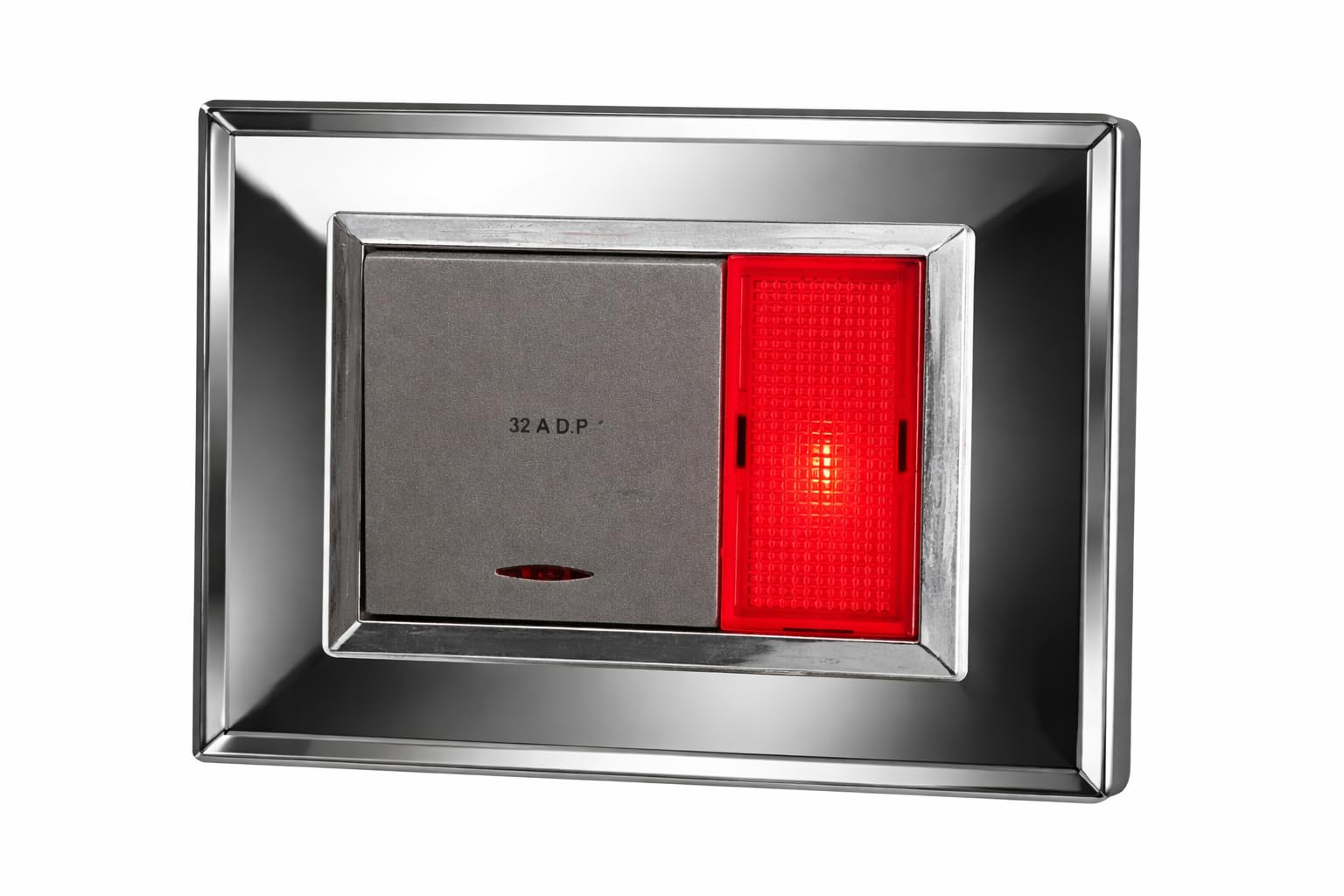 32A D.P. Switch with Red Indicator Light, Chrome Finish, Modular Electrical Wall Plate (1, Silver Chrome)-image-44