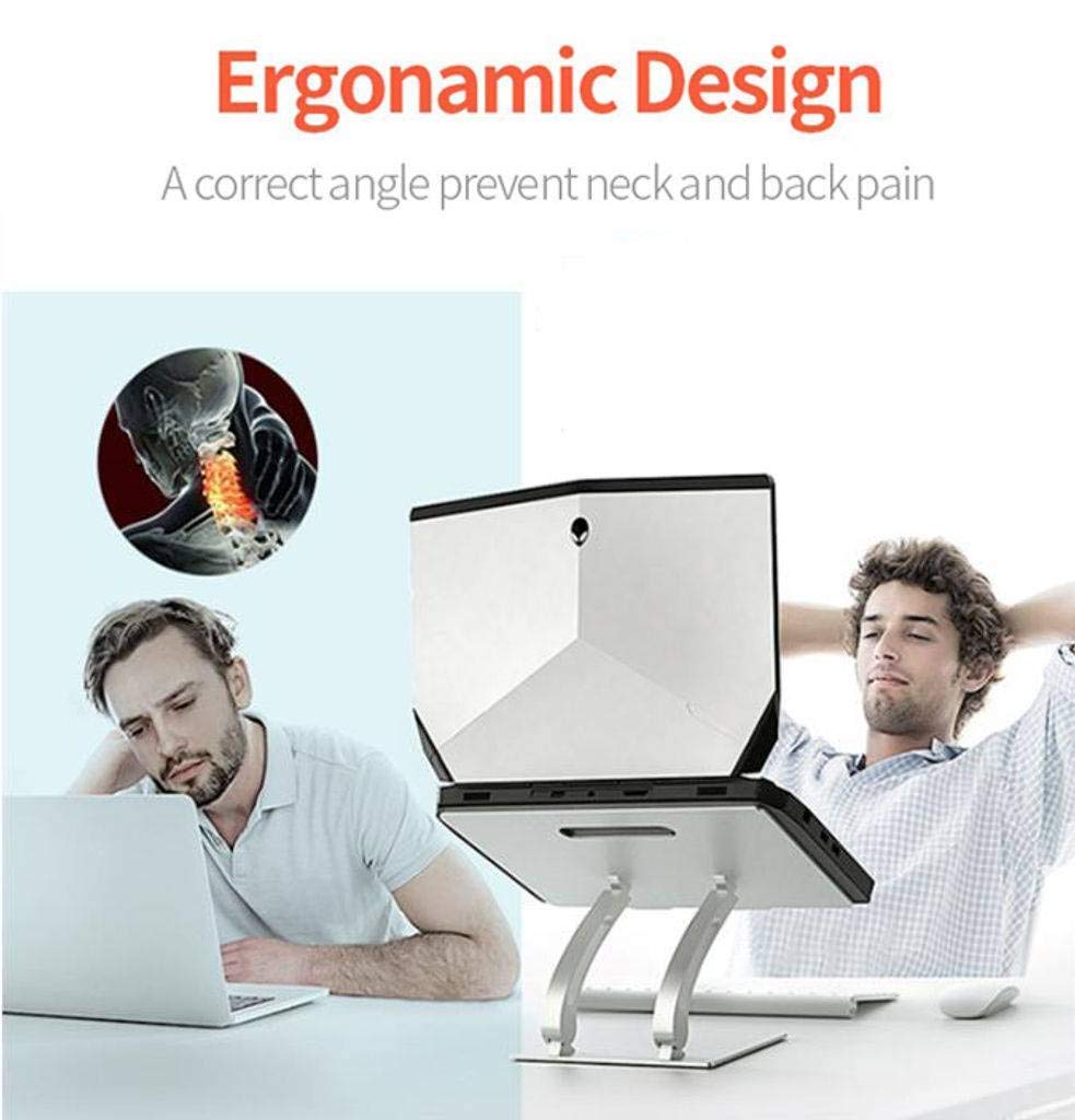Supporto per Laptop, Supporto per Laptop ergonomico Regolabile in Altezza, Supporto per Laptop con Supporto per Laptop in Alluminio ventilato con Ventilazione Adatta per Ufficio e