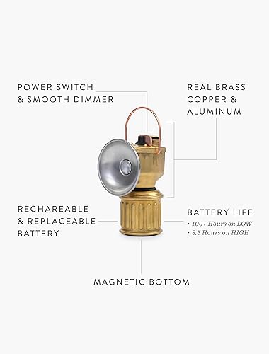 Miniatura 2 de Barebones Linterna Miners – Linterna LED recargable de inspiración vintage con luz regulable, base magnética, diseño resistente a la intemperie y