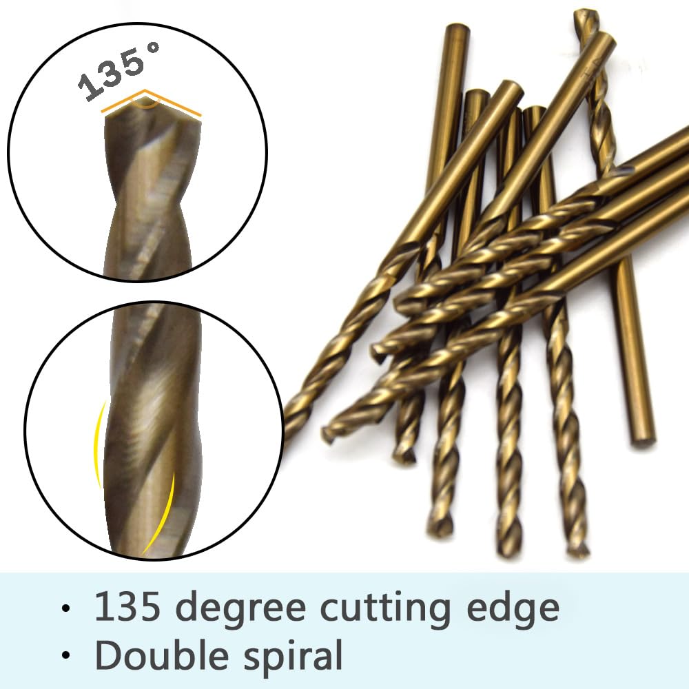 Ruidee 10Pcs Cobalt Drill Bits 4.5mm Twist Drill Bits M35 HSS Metric Straight Shank Drill Bit Set for Stainless Steel Wood - Image 3
