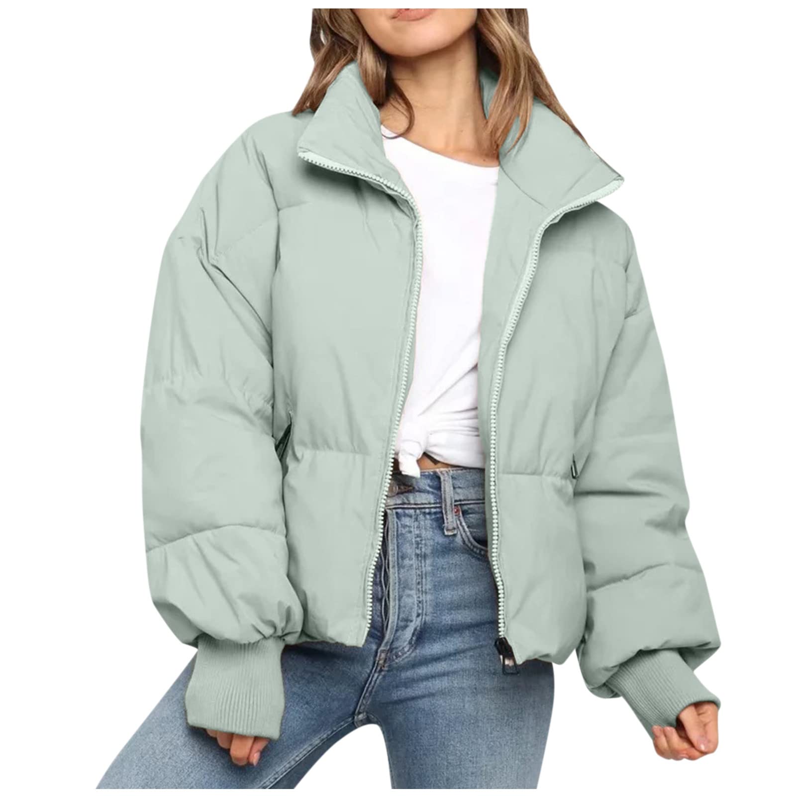 Giacca invernale da donna corta in piumino, elegante inverno e caldo, piumino da donna, leggero, con collo a risvolto, antivento, protezione dal freddo, per attività all'aria aperta, traspirante,