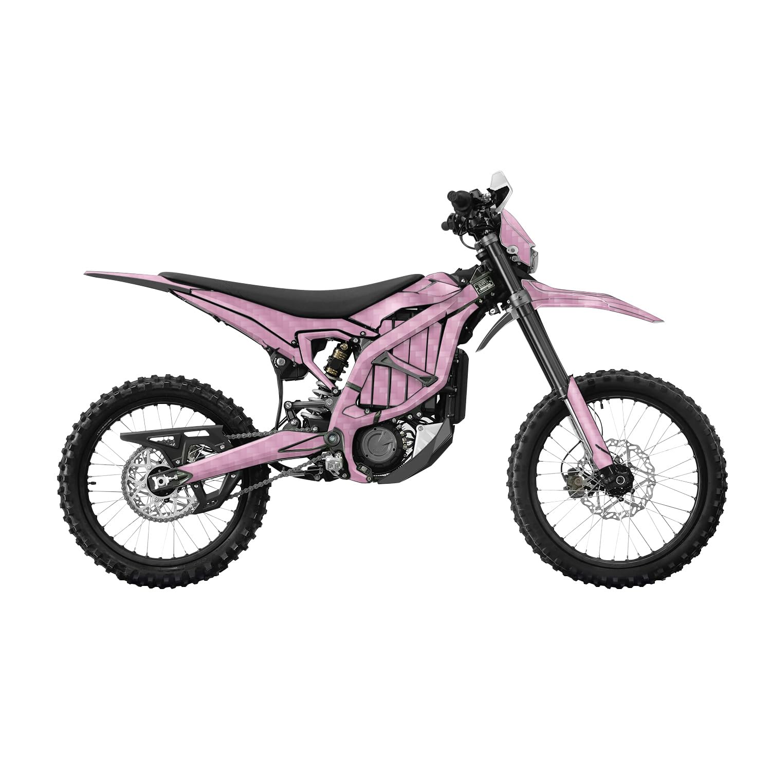 Carbon Fiber Surron Ultra Bee Graphics Kit Wrap - Solid Pink - Sur-Ron Skin - Premium 3M Vinyl Protective Wrap Decal Cover - Easy to Apply | Crafted in The USA by MightySkins