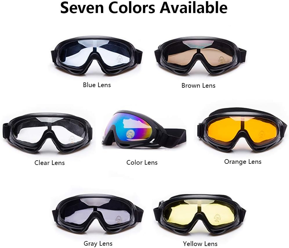 Motorcycle Goggles for Men Women,Airsoft Goggles UV400 Protective Light Anti-Glare Detachable Lenses Windproof Dustproof Ski Goggles Safety Goggles by Sposune : Automotive