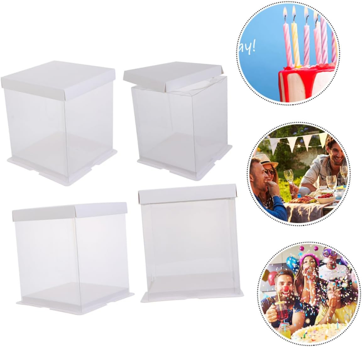 4Pcs Transparent Cake Boxes Portable Cake Carrier for Baking Material Elegant Display Protective Lid Design for Birthdays Special Occasions