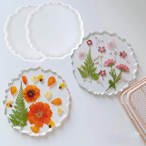 Miniatura 2 de Moldes de posavasos de resina, 4 moldes de silicona para posavasos de ágata para hacer posavasos de resina, tapete para tazas (flor)