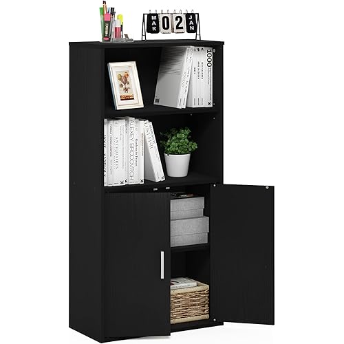Furinno Pasir 4-Tier Storage Bookcase, Bookshelf, Multipurpose Shelf, Black Oak