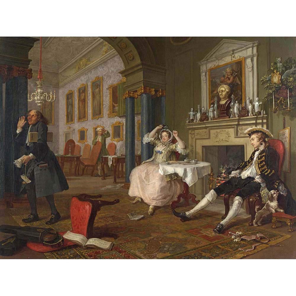 Wee Blue Coo Painting Satire Marriage A-La-Mode Hogarth Tete A Tete Art Print Poster Wall Decor 12X16 Inch