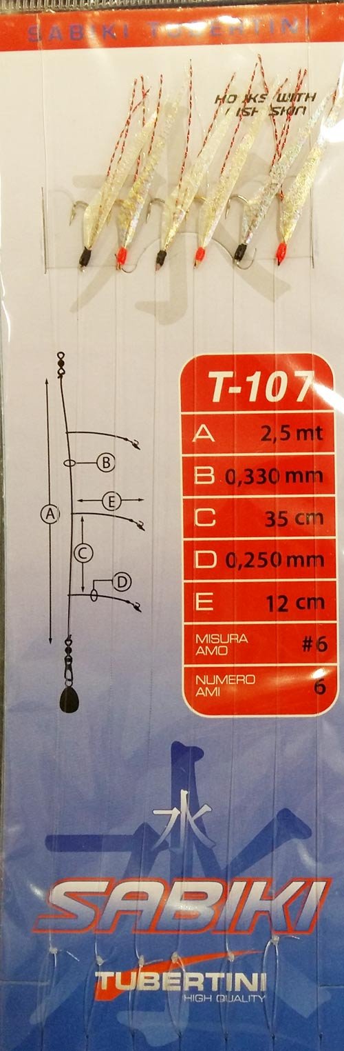 Tubertini SABIKI T-107 N.6 - HOOK DA PESCA - HOOK - amo da pesca - 6 pezzi