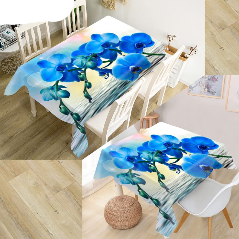 Mantel de Flores de orquídeas Naturales, Tela Oxford 3D Cuadrada/Rectangular, Cubierta de Mesa a Prueba de Polvo para Fiestas, decoración del hogar, Cubiertas de TV-7,140X200CM