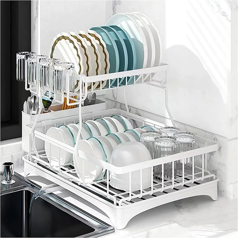 Viviendo 2 Tier Dish Drainer Drying Rack in Rustproof Carbon Steel with
