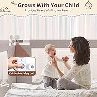 Vista 4 de Barandilla de cama de tamaño individual de 3 piezas para niños pequeños, protector de riel de cama de bebé de altura ajustable con barra
