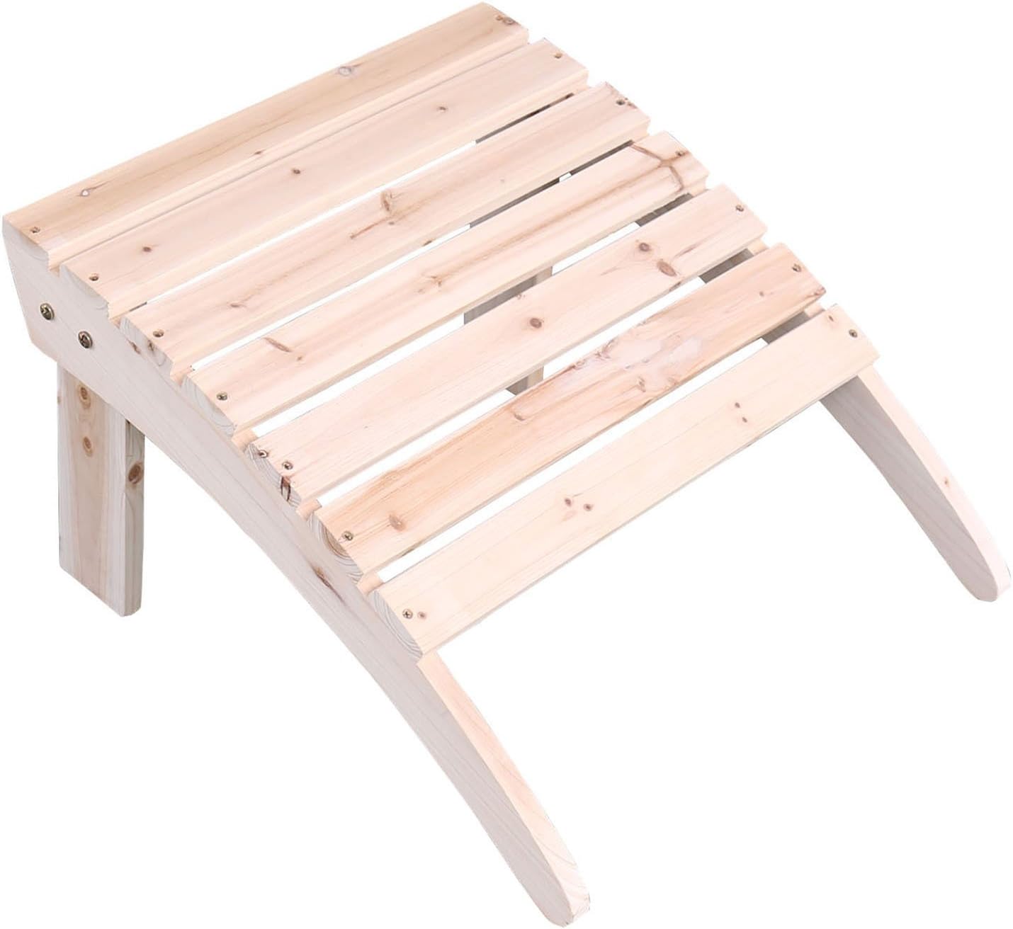 Fashion Outdoor Wood Unfished Adirondack Chairs Ottoman Patio Deck Garden Furniture (Adult,Natural)