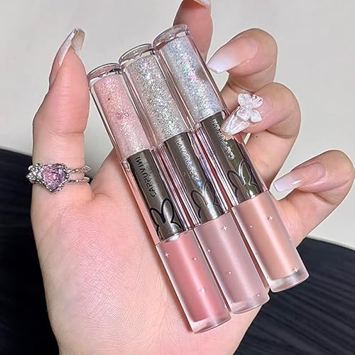 Jempet Liquid Glitter Matte Eyeshadow Eye Makeup Set: 2-In-1 Dual Ended Liquid Matte Cream Eyeshadow And Glitter Eyeliner For Glossy Shimmer Eye Makeup (Pink Series) #TOP5