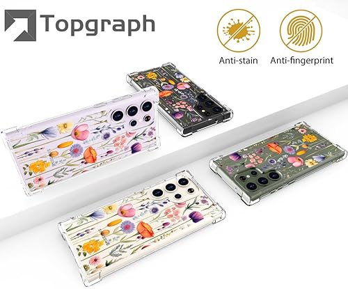 Miniatura 8 de Funda transparente con diseño floral lindo para mujer, diseño femenino para Galaxy S23 Ultra, diseño floral compatible con Samsung Galaxy S23 Ultra