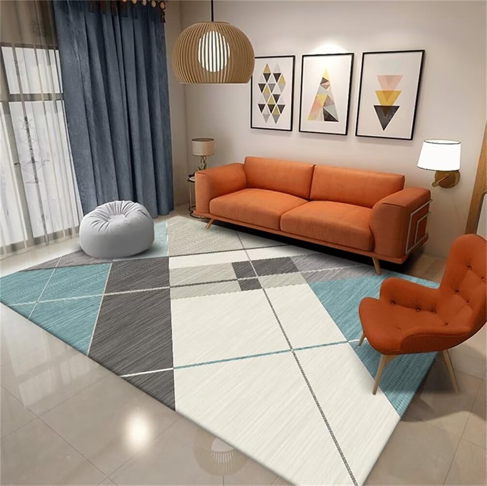 Tapis pour salon bleu lavable pour optimiser votre entrée
