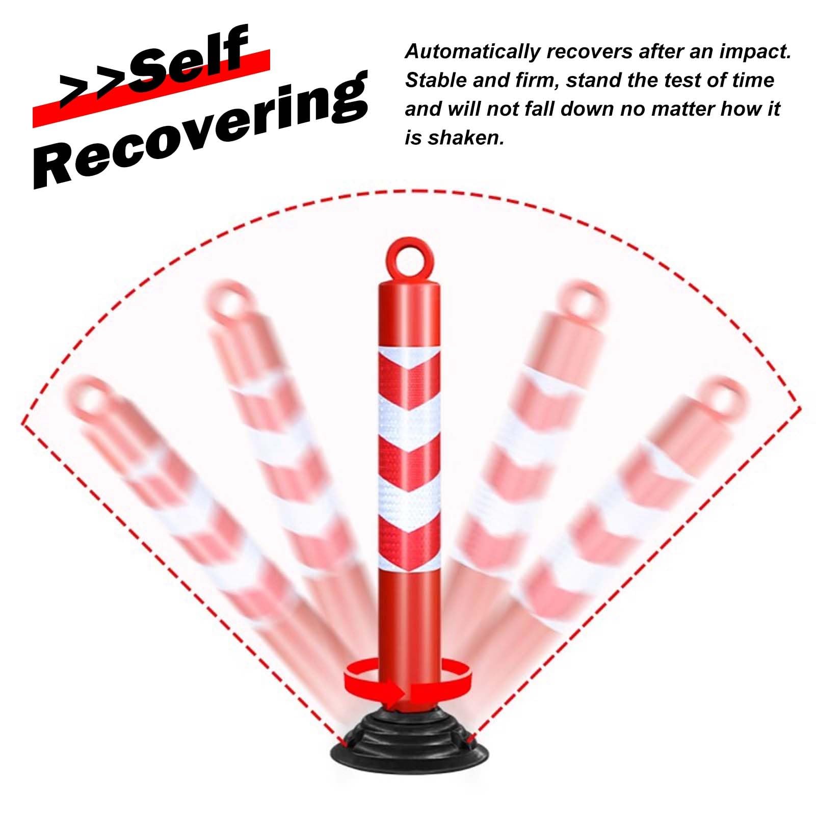 Plastic Parking Bollard Post Red, Removable Safety Bollard Pole Barrier, Driveway Security Bollards with Rubber Base, Traffic Delineator Cones(H 100cm (39 3/8