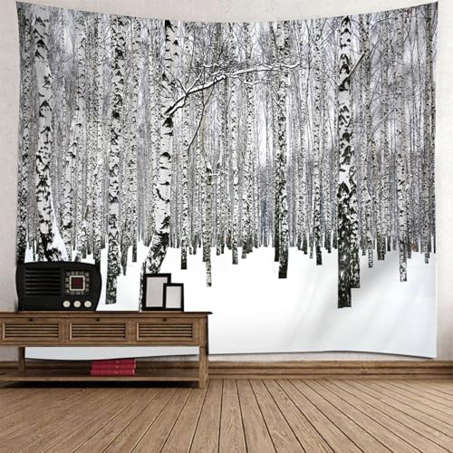Tenture murale foret de bouleaux 140x210cm avec impression textile haute definition durable