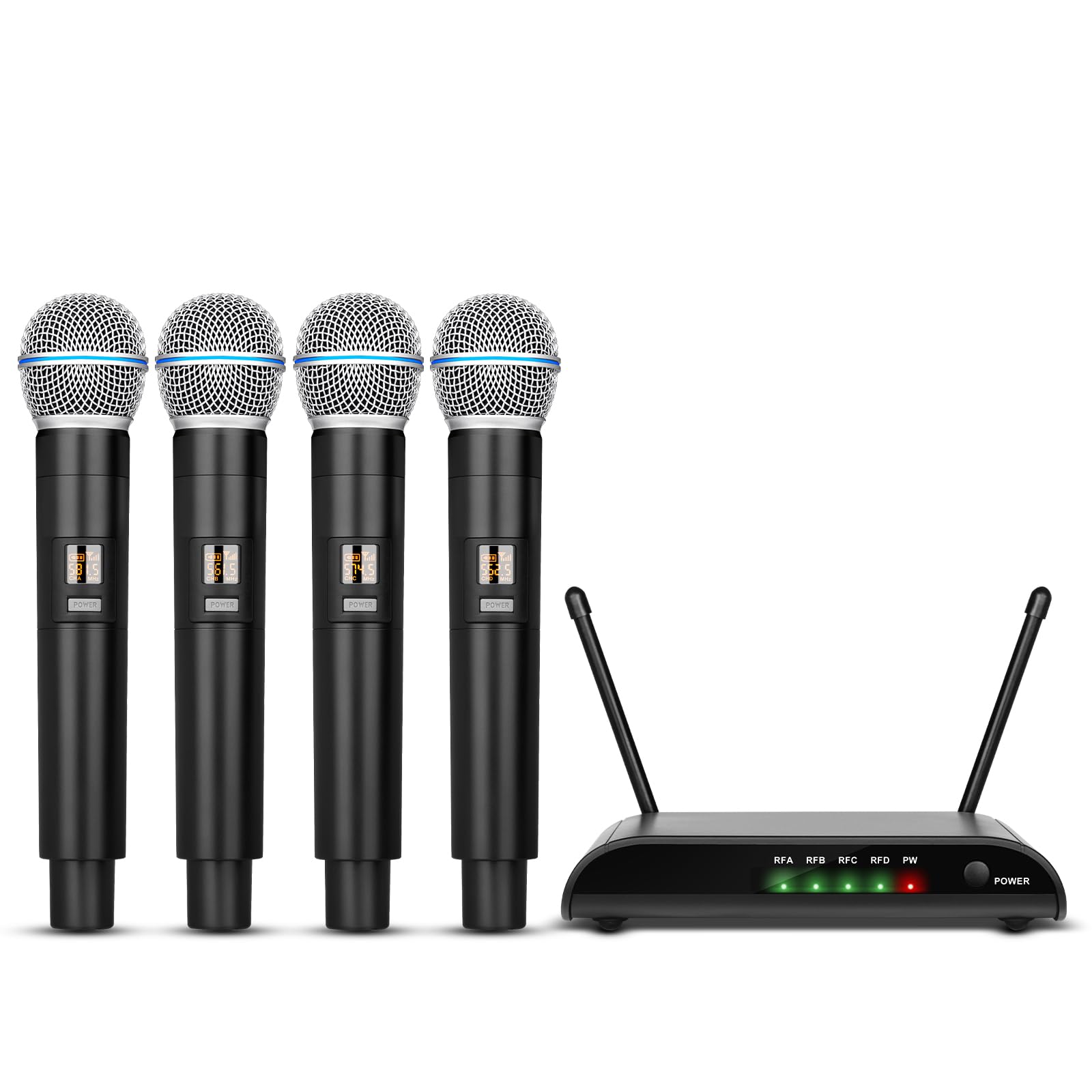 Depusheng R4-Pro mikrofon bezprzewodowy do karaoke, profesjonalny 4-kanałowy ręczny system mikrofonowy, dynamiczny metalowy mikrofon do śpiewu karaoke, kościoła, karaoke, spotkań, przyjęć, kościoła