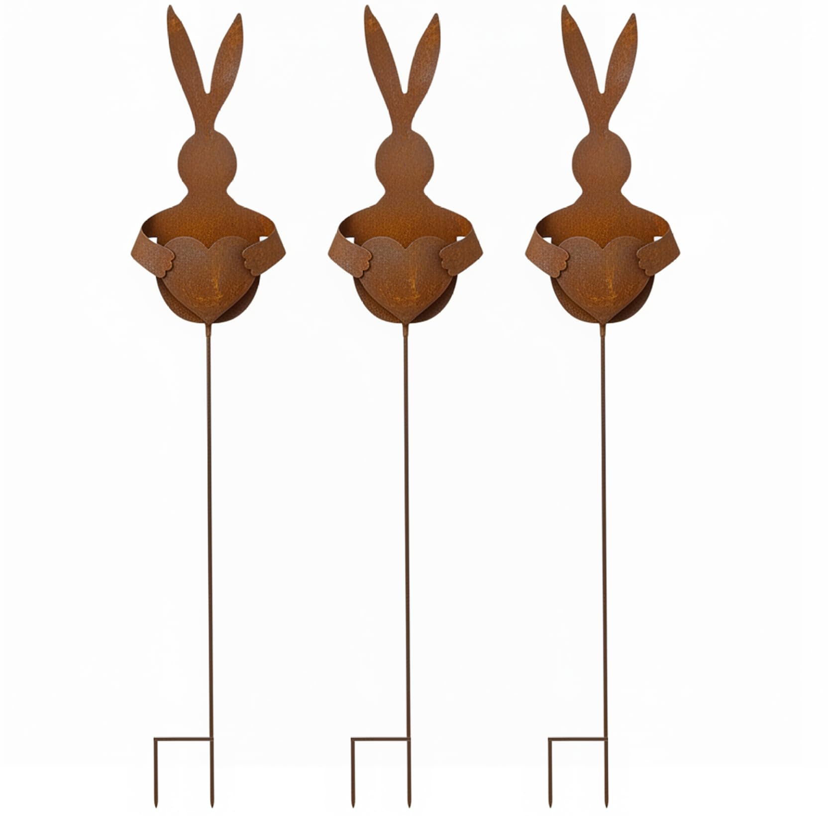 Piquet de jardin de Pâques rustique en forme de lapin pour massifs fleuris