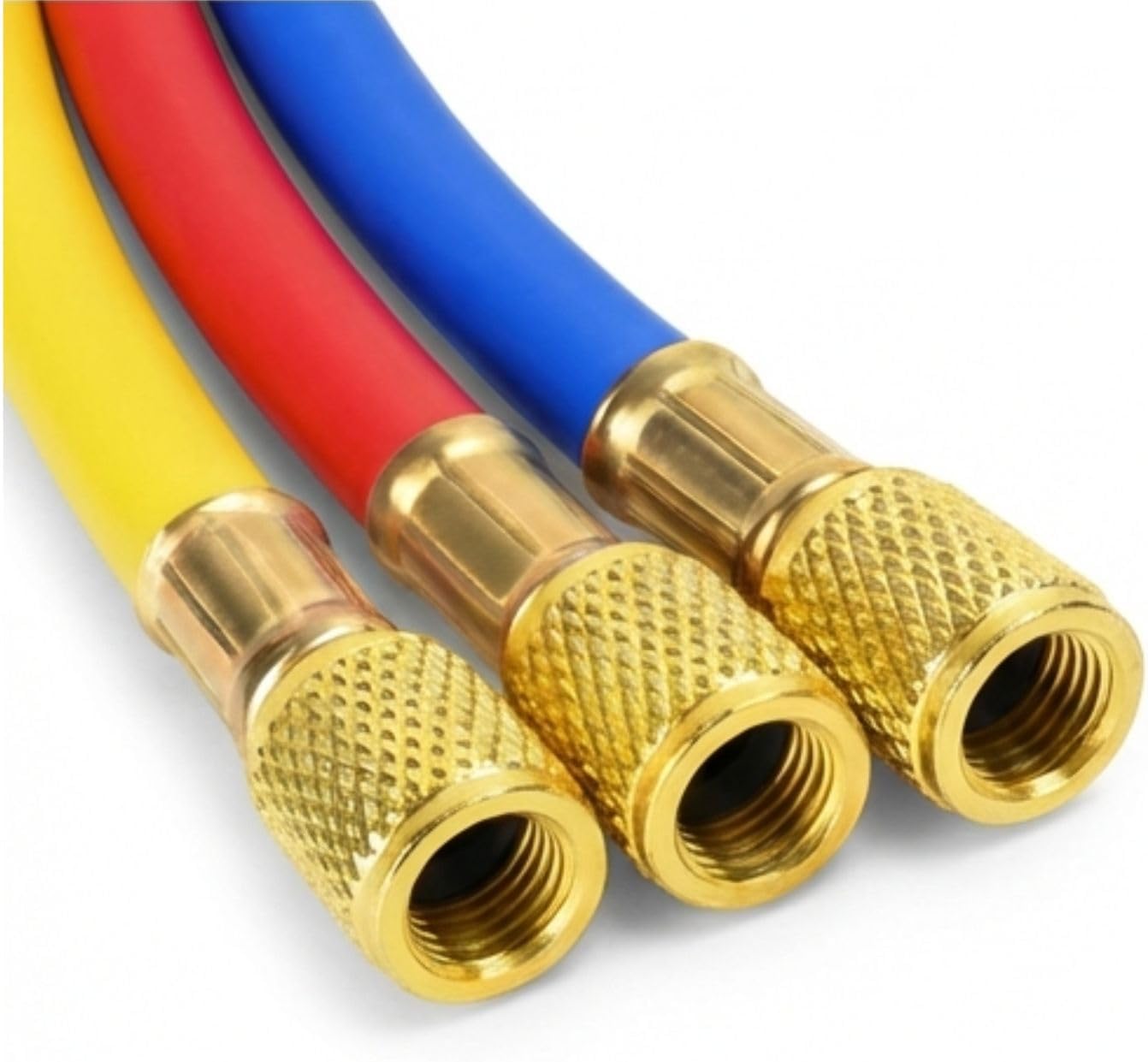 60in R-410A Refrigerant Charging Hoses with Ball Valves 3PK | 1/4in x 1/4in Refrigerant Hoses