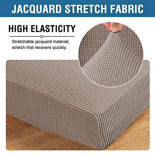 H.versailtex Super Stretch Individual Seat Cushion Covers Sofa Covers Couch Cushion Covers Slipcover Sets Thick Jacquard Textured Twill Fabric (3 Piece Sofa Cushion Covers, Taupe) #TOP3
