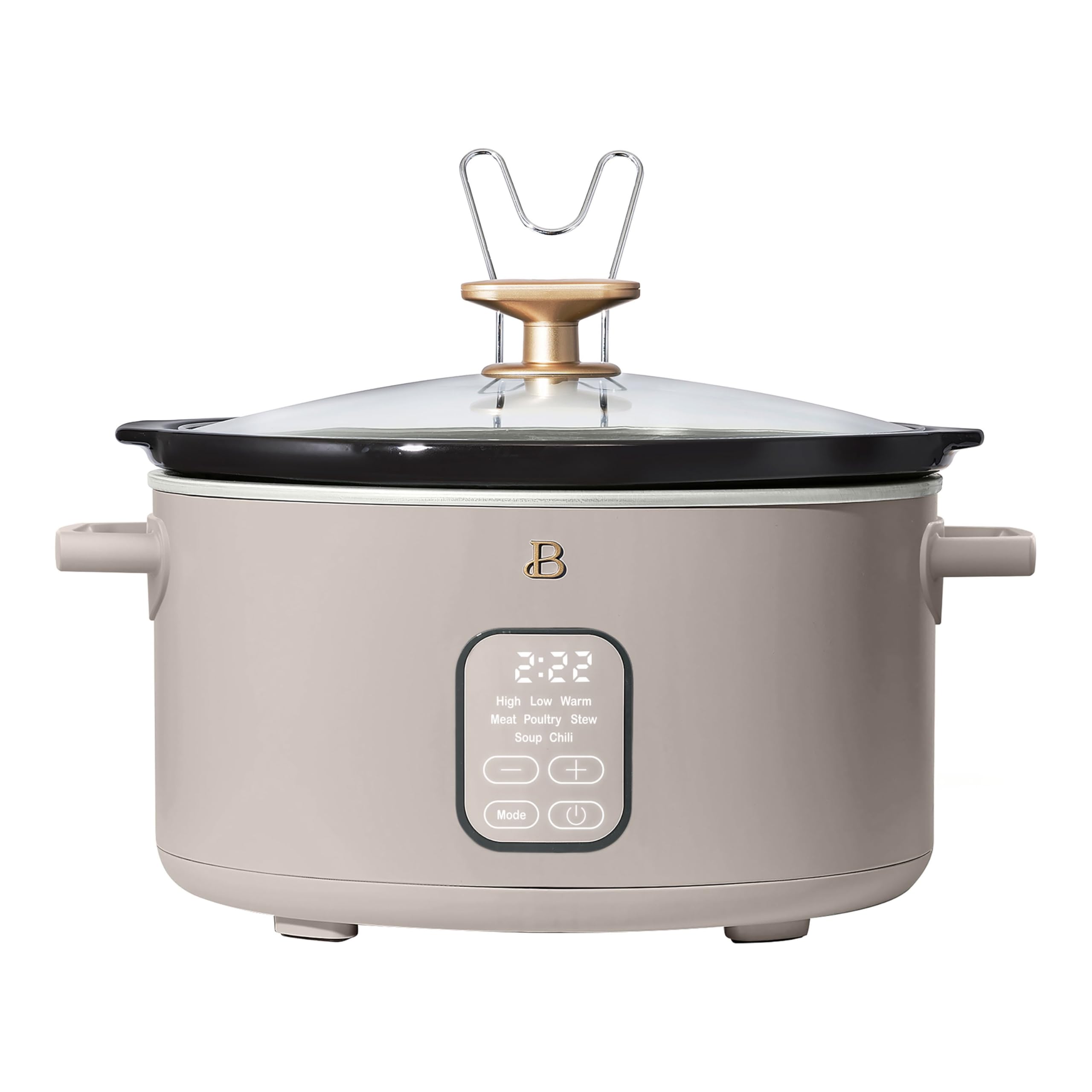 Beautiful Programmable Slow Cooker 4 Qt 6 Qt Digital with Timer Auto Warm Porcini 6Qt