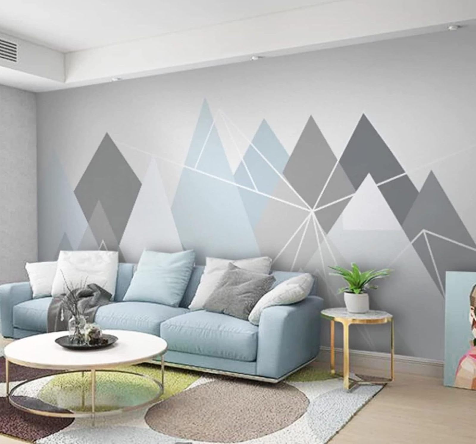 Xlming 250Cm×170Cm(B×H) Minimalist Geometric Triangle Abstract Mountain 3D Wallpaper Luxury Home Dining Decor Paste Sofa Living Room The Wall For Bedroom Mural-250Cm×170Cm