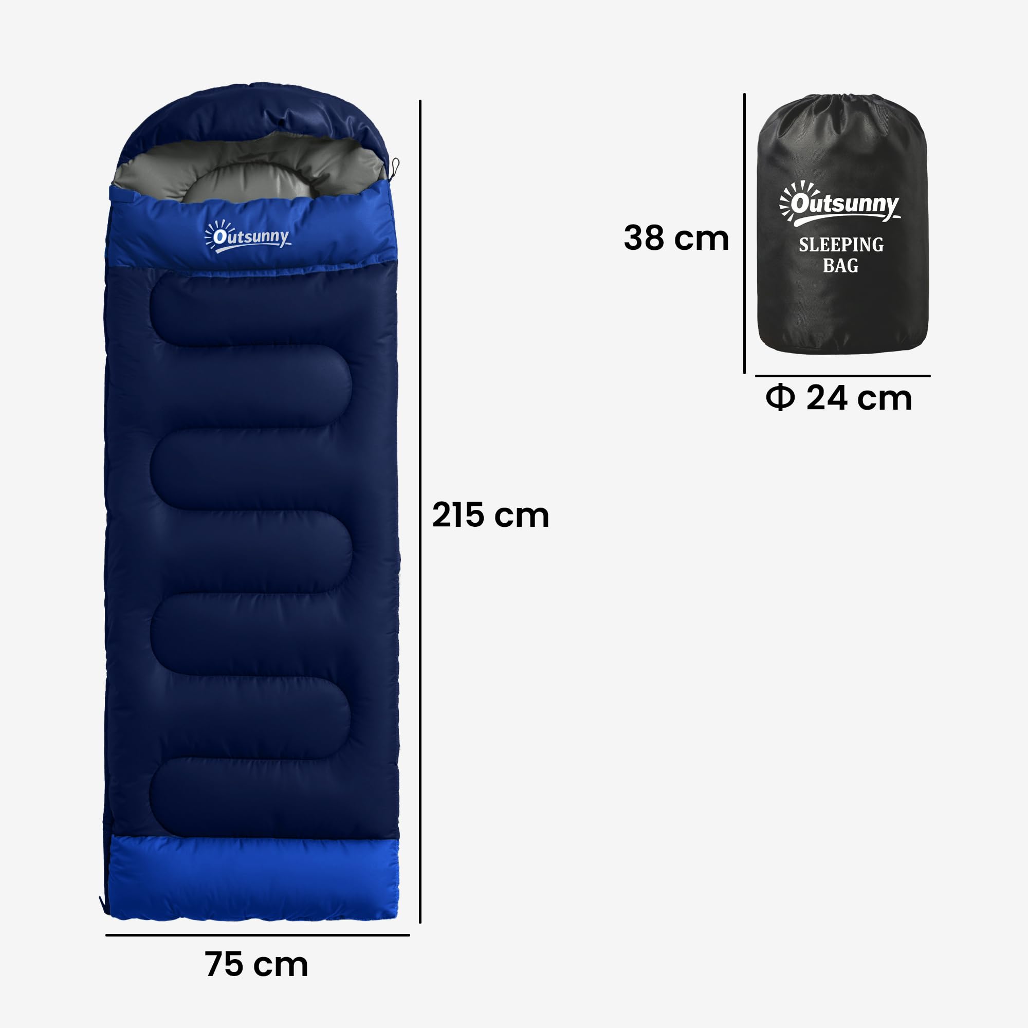 Outsunny Sleeping Bag for Adults, Lightweight & Compact Sleeping Bag, 3 Seasons Adult Blanket, Small Packed Size, Soft, Thick and Warm, for Outdoor Camping — view 7