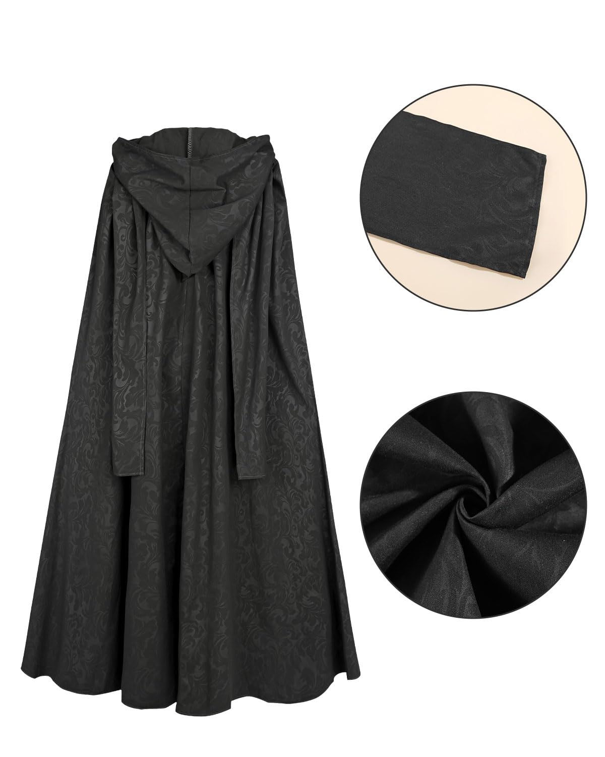 Mittelalter Umhang mit Kapuze Damen Cape Damen Gothic Mantel Gothic Jacke Schwarz