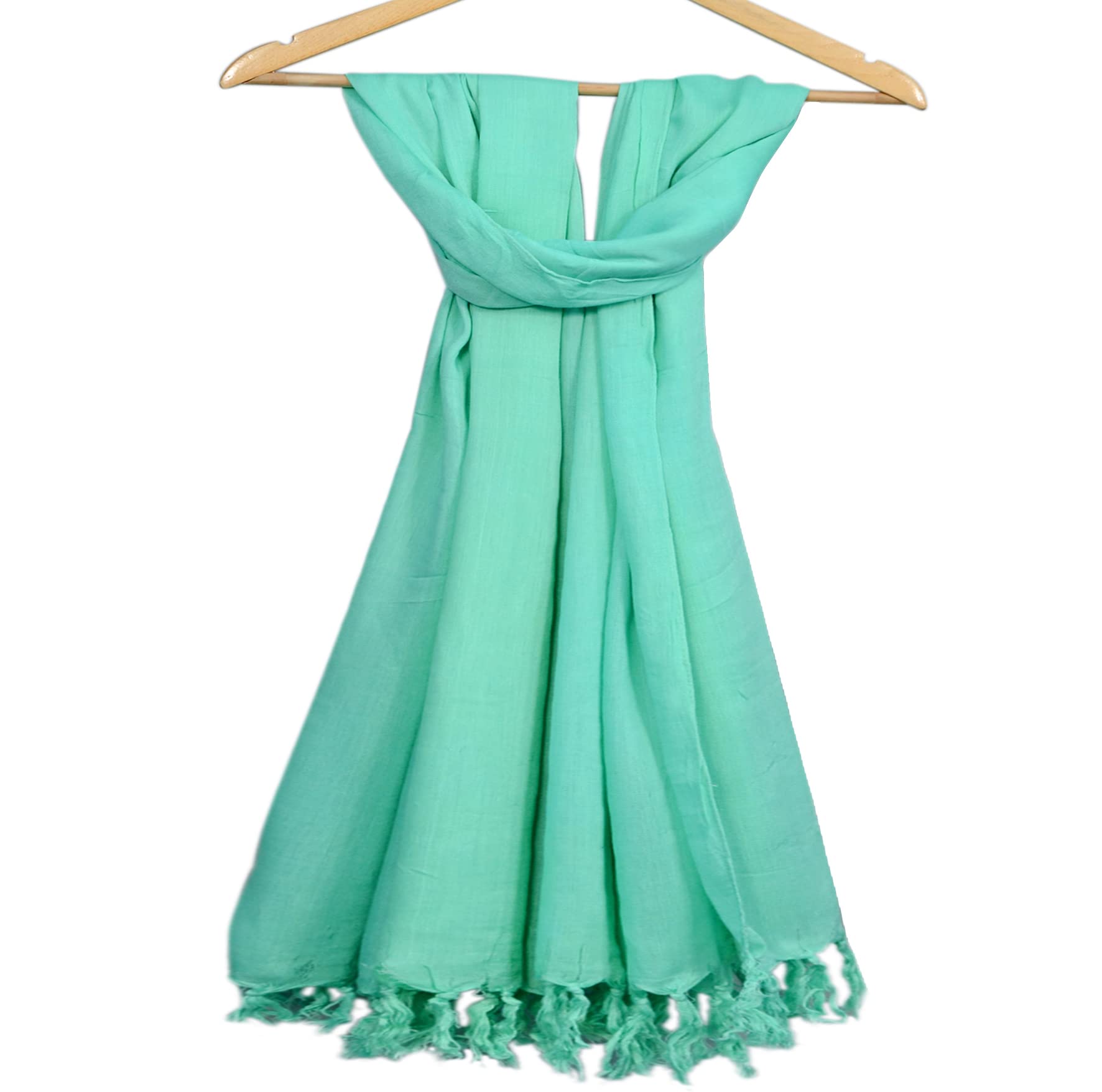 Fabtone -Viscose Solid with fringe 100x180 cms Sky blue Stole For Womens and Girls