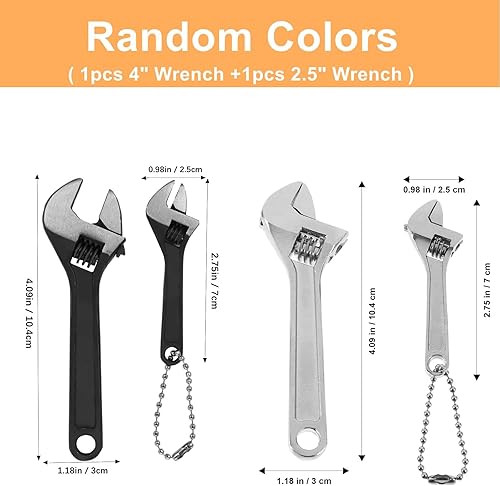 Miniatura 2 de DOITOOL Mini llave ajustable de 4 pulgadas y 2.5 pulgadas, llaves de mano ajustables, llave inglesa negra con herramienta de moleteado manual de
