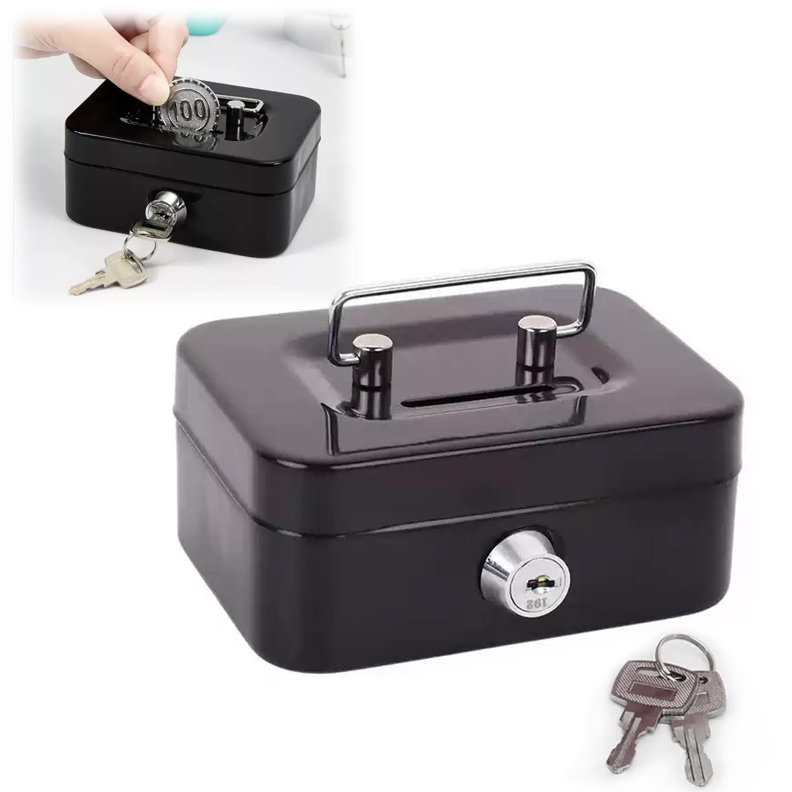 Elegante geldcassette van staal, kleine geldcassette, kleine kluis Elegante geldcassette van staal, kleine geldcassette, kleine kluis