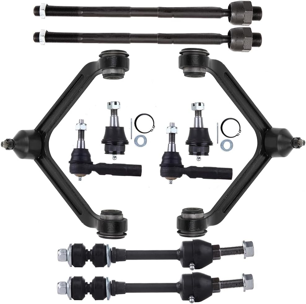10PCS Suspension Kit - Front Control Arm Ball Joint Tie Rod End Sway Bar End Link for 2002 2003 2004 2005 For Dodge Ram 1500 Rwd 5-Lug Models, EV407 K7411 ES3538 K7400 K7424