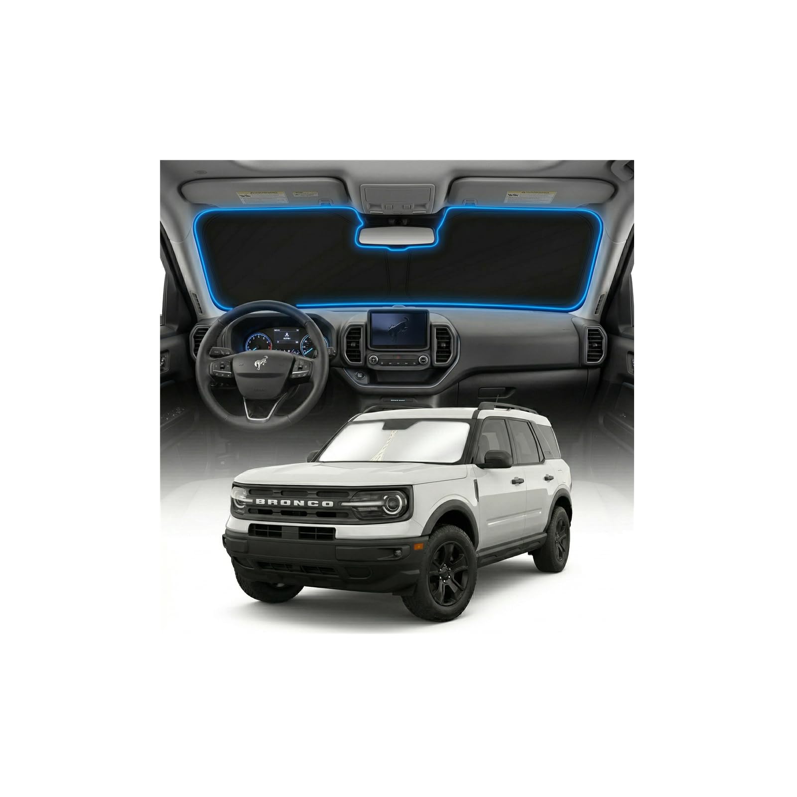 for Ford Bronco Sun Shade Windshield Cover - Custom Fit Bronco Accessories 2021-2024 2025 Sunshade Foldable UV Protection & Heat Shield Sun Visor Accessories — view 146