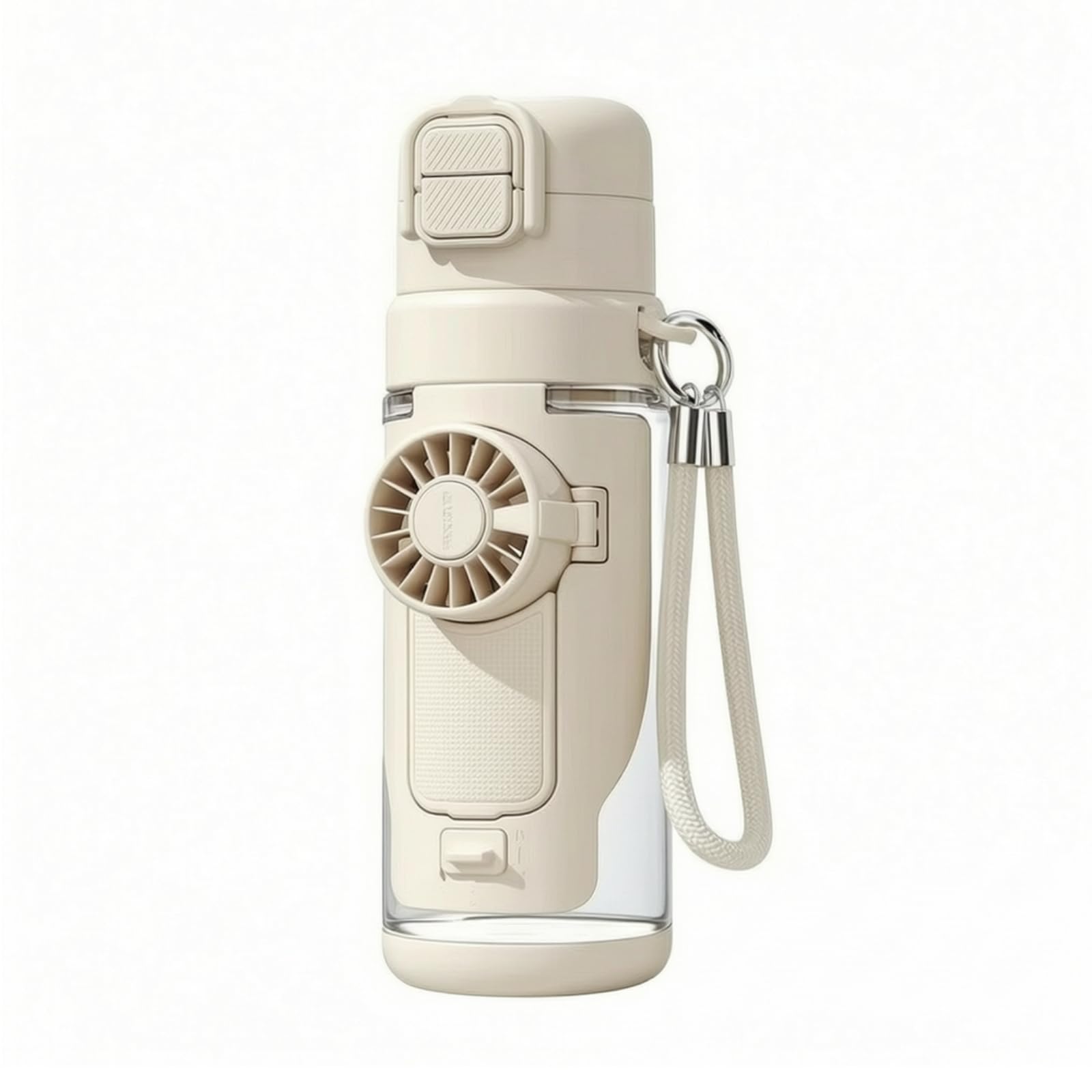 Taza con Ventilador Portátil Taza con Tapa Doble Pitillo Recipien para Niños, Blanco
