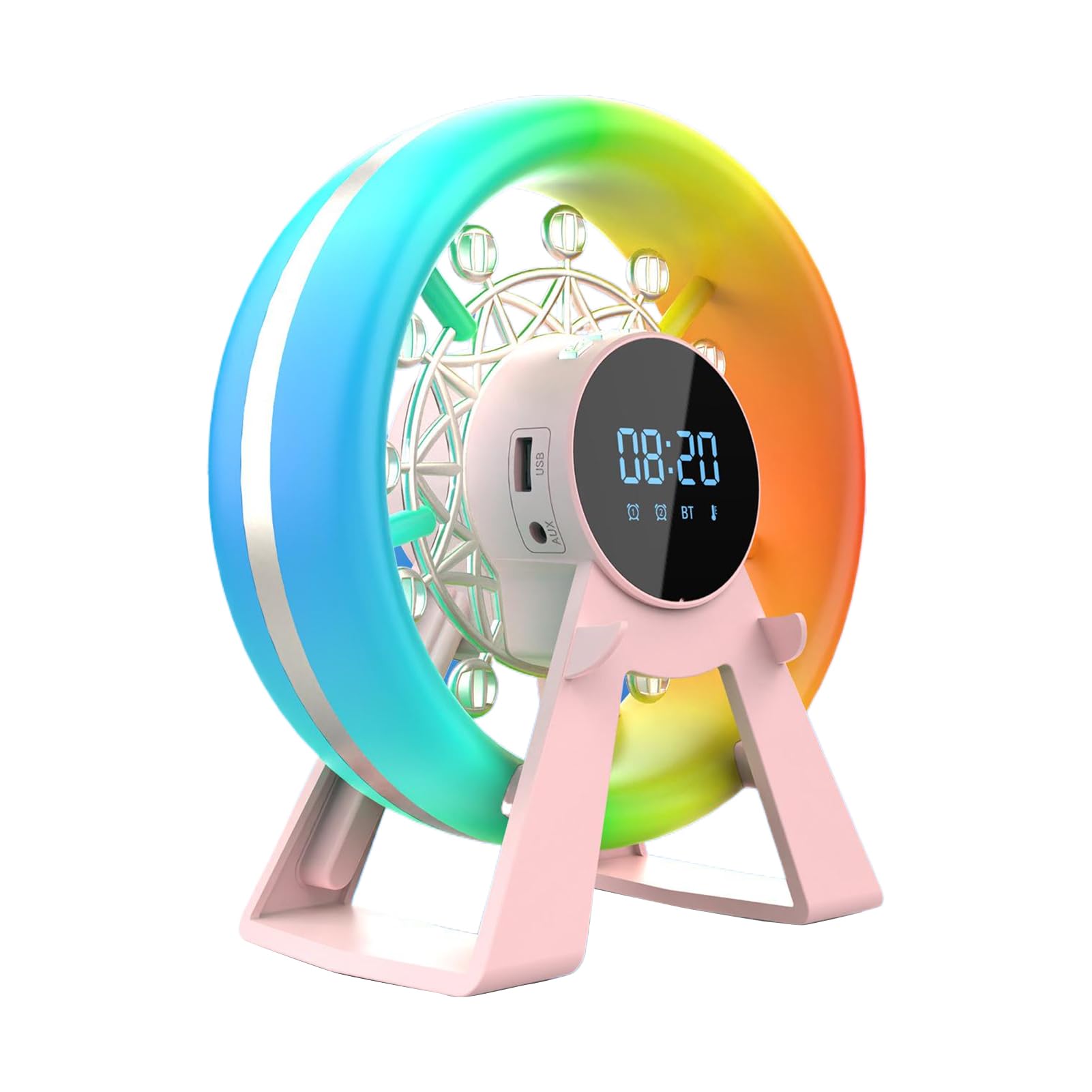 AUYXSSZ Bright Lights Wireless Bluetooth Sound For Hands-free Calls Wireless Fast Charge Bluetooth Speaker ABS Clock Speaker, pink