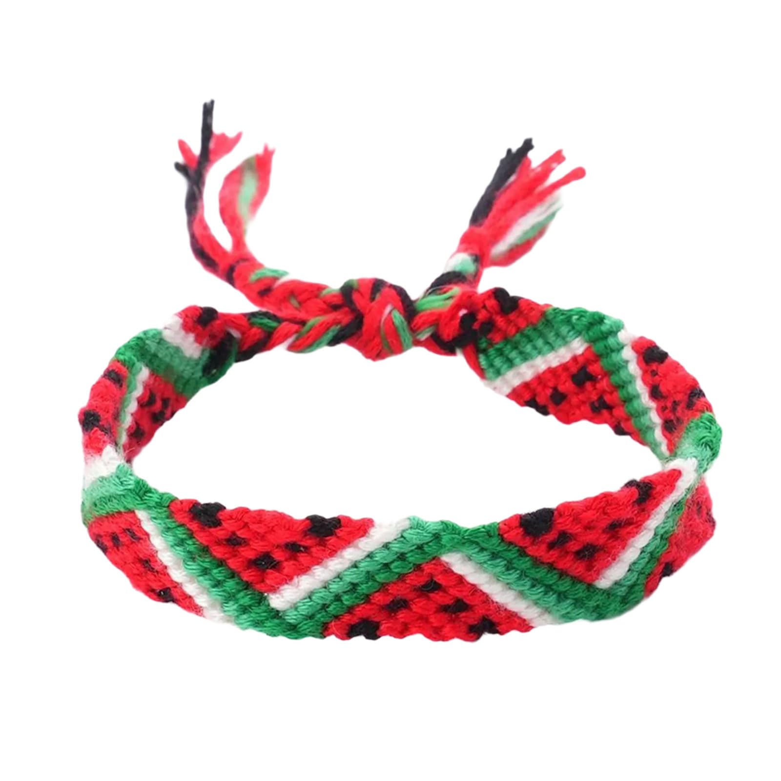 Xfuyi As Pic Shows Handmade Geometric Bracelet Watermelon Pattern Bracelet Woven Bracelet Adjustable Cotton Friendship Bracelet For Woman