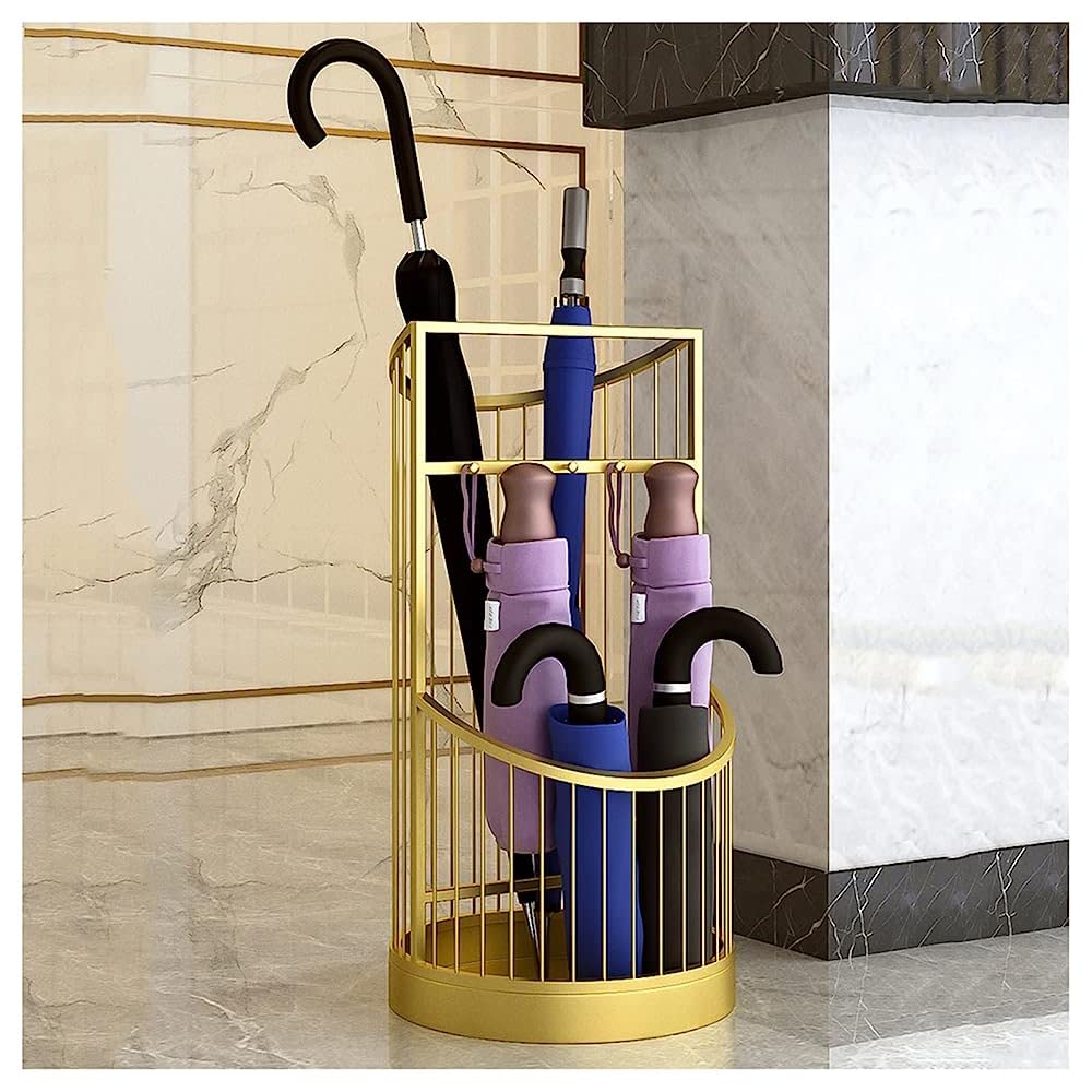 HYLYGFH Umbrella Holder Stand with Short Hook for Home Office Porch Space Saving for Umbrella Racks Gold Small
