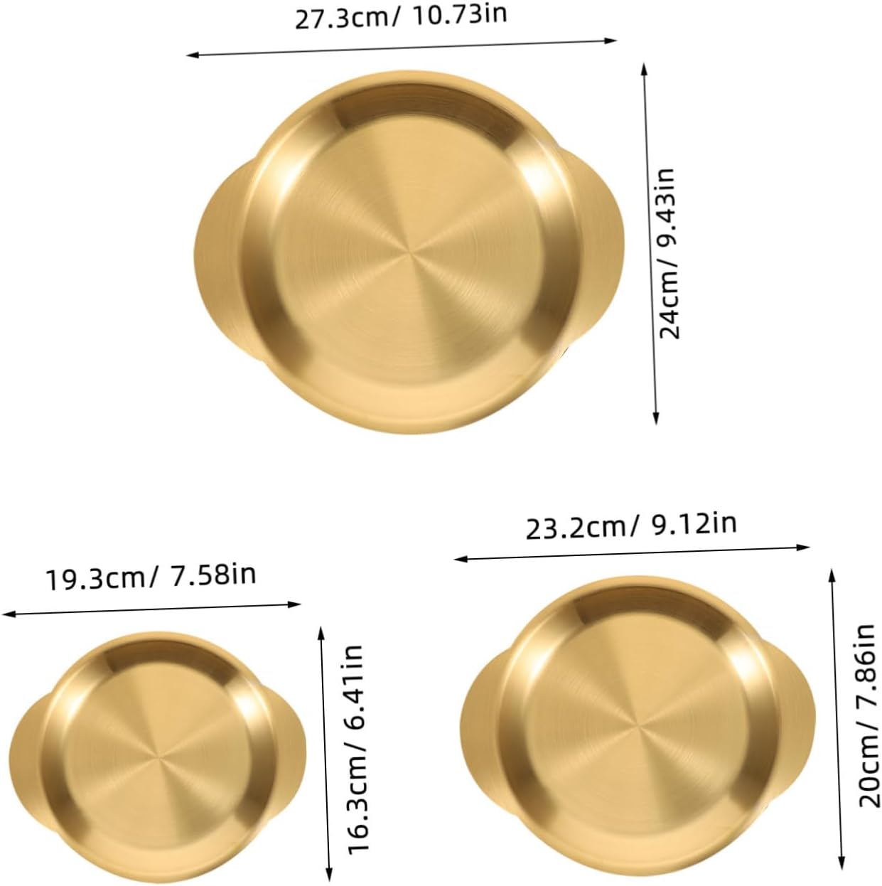 3Pcs Stainless Steel Serving Plates Elegant Korean Design with Accents Versatile Dinnerware for Bbq Fruits and Pastries and Stylish for Outdoor Camping