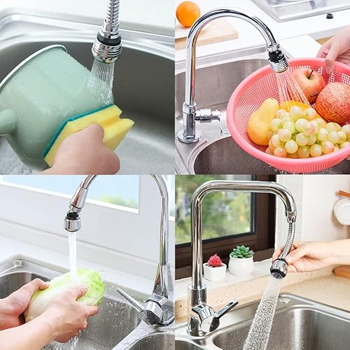 Miniatura 6 de Paquete de 4 tubos extensores de grifo flexibles de 360 grados para fregadero de cocina
