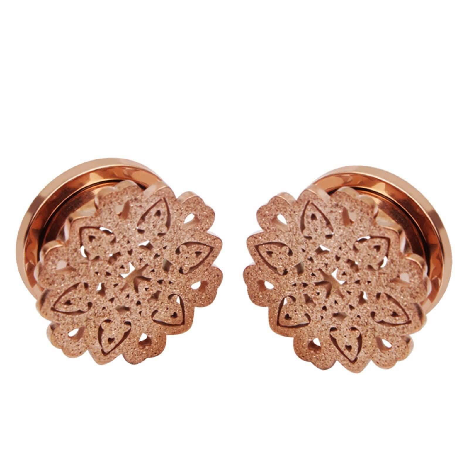 Daesar Ohr Plugs 6-16MM, Tunnel Piercing Edelstahl Schneeflocke mit Schraubverschluss Ear Plugs Ohr Expander Set